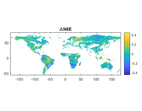 Global map visualizing changes in net ecosystem exchange